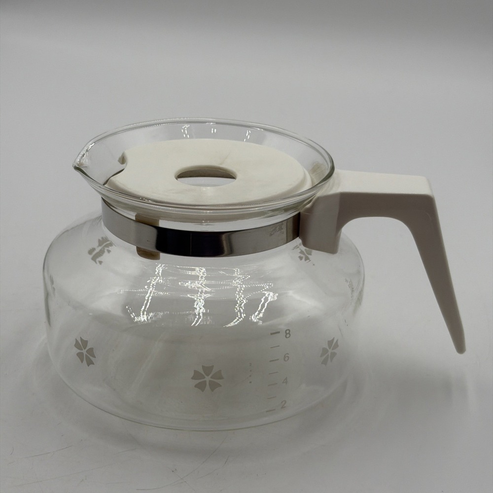 Vintage Mr. Coffee 8-10 Cup Glass Coffee Pot Flowers White Replacement Decanter